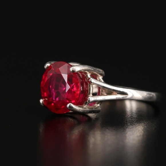 HUGE Vintage Ruby Ring Solitaire 6.5 - Picture 3 of 8